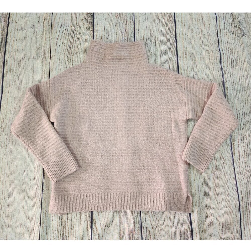 Madewell Size Small Belmont Mockneck Turtleneck Sweater Ribbed Sleeves Baby Pink